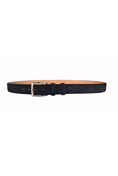 GoDeri 100% Genuine Quality Suede Leather 3.5 cm Dark Blue Classic, Fabric Trouser Belt