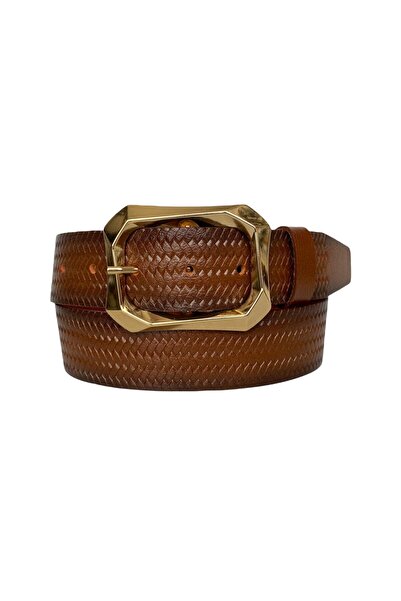 GoDeri 100% Genuine Leather, Brown Women's Jeans Belt with Gold Buckle 4 Cm=tyc00419802436