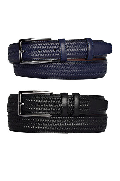 GoDeri 100% натуральна шкіра, комплект з 2 штук, чорний, синій з простроченим принтом. Штани з резинкою 3,5 см.