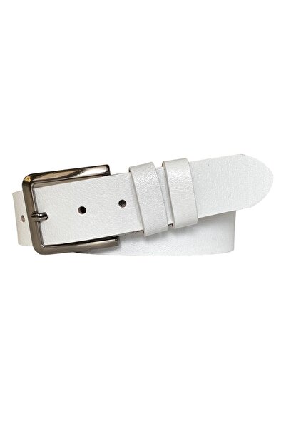 GoDeri 100% Γνήσιο Δέρμα, Λευκή Ζώνη 4 cm=dk-λευκό.4cm