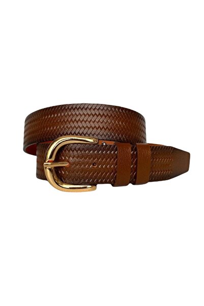 GoDeri 100% Genuine Leather, Brown Women's Jeans Belt with Gold Buckle 4 Cm=an-byn-26