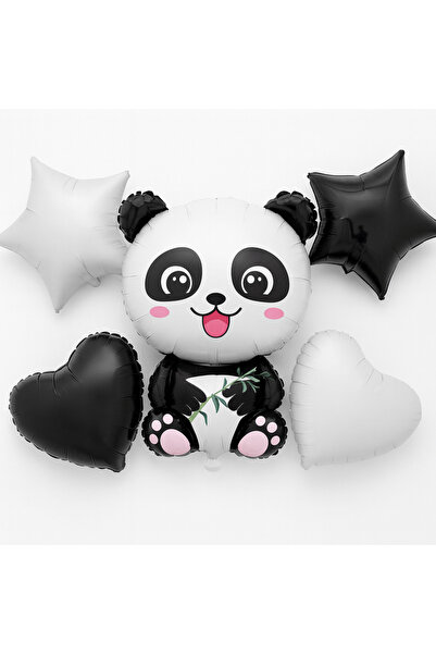 Behind party store مجموعة بالونات باندا فويل 5 قطع - بالونات نجوم وقلوب باللو...