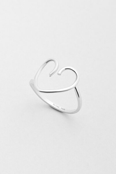 So CHIC... Büyülü Kalp 18 Ayar Beyaz Altın Kaplama Gümüş Yüzük