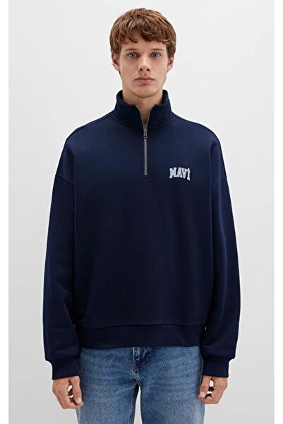 Mavi 0S10208 Світшот з логотипом і напівзастібкою LACİVERT