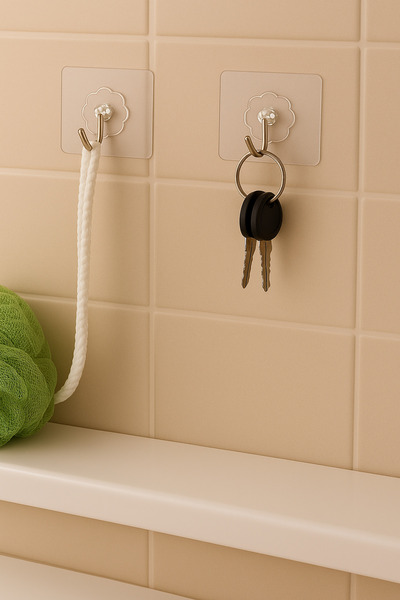 tozlupazar Askılık 5 Adet Şeffaf Güçlü Duvar Askısı Askılığı Yapışkan Vantuz Kanca Mutfak Banyo