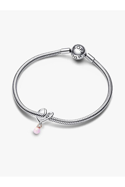 Pandora İki Renkli Sarılı Kalp 925 Ayar Gümüş Charm