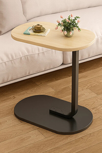 MARIA HOMES طقم طاولة جانبية على شكل حرف C بإطار معدني وطاولة نهاية أريكة وطا...