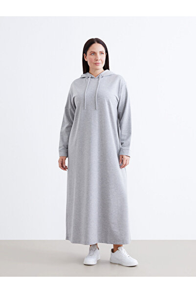LC Waikiki فستان LCW ذو غطاء رأس رمادي متواضع