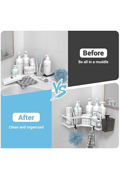 fulina Corner Shower Caddy, 2 Pack Adhesive Shower Corner Organizer Shelves, for Bathroom, Kitchen, White