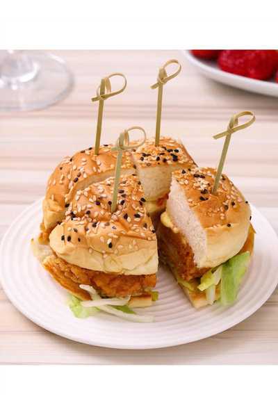 Generic 100 Pc Bamboo Knot Fruit Sticks Wooden Toothpicks