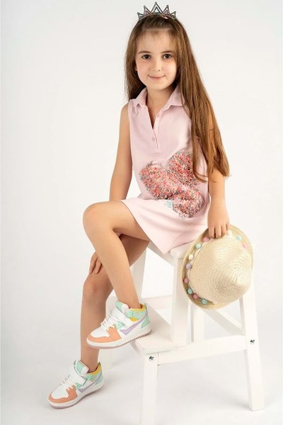 Kids Club Shoes كوجامانلار 8070 حذاء رياضي للأطفال بياقة عالية باللون الوردي ...