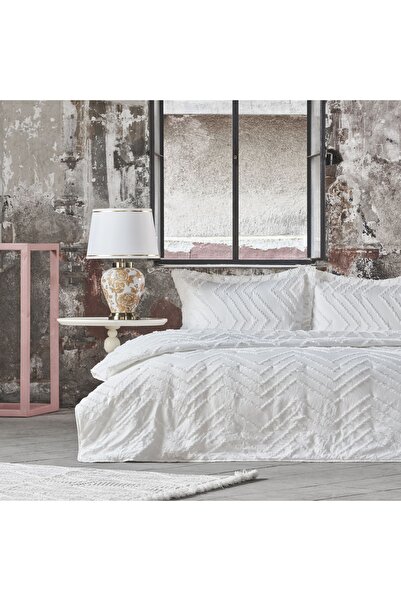 Linens Borneo Double Bed Cover Set White