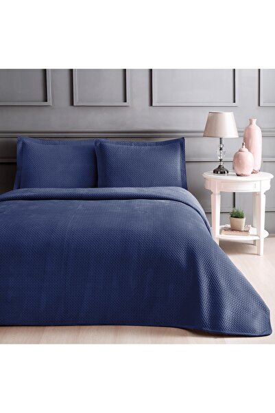 Linens Glace Double Bed Cover Set Navy Blue