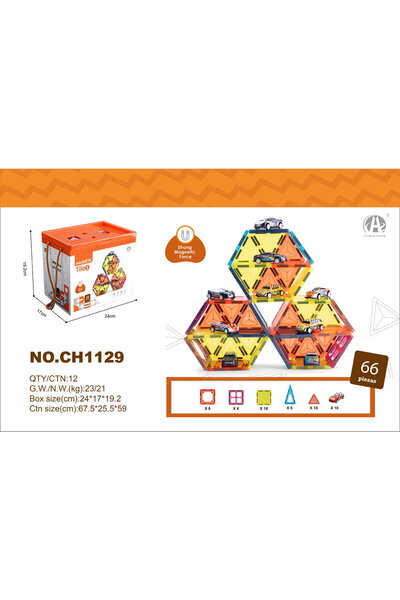 Bufnitel Magnetic game - Car parking 66 pieces (7.5 cm)