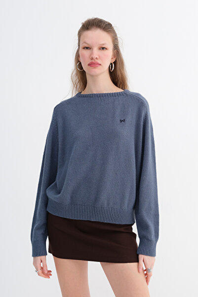 Addax Πλεκτό πουλόβερ με κέντημα με κορδέλα K3419-A7