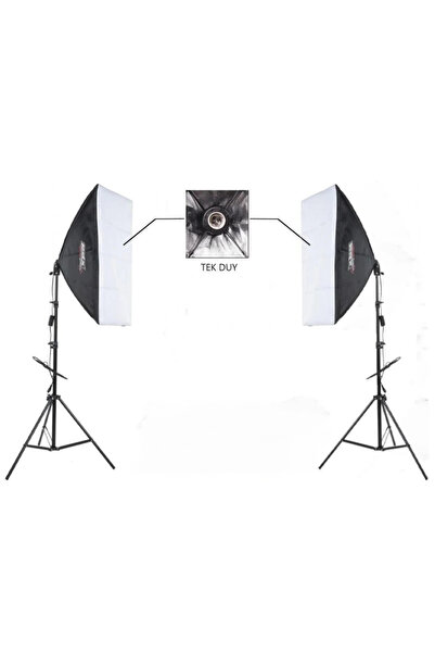 PDX İkili 50x70cm Softbox, Tek Duylu, Ayaklı Set