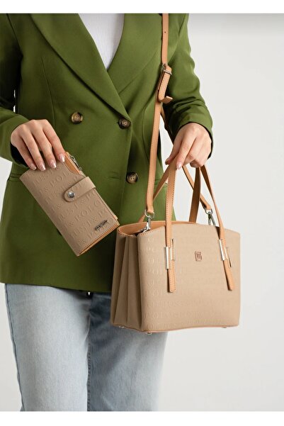 Just Polo حقيبة يد وكتف نسائية من Justpolo مزودة بقفل رملي مكون من 4 أقسام مع...