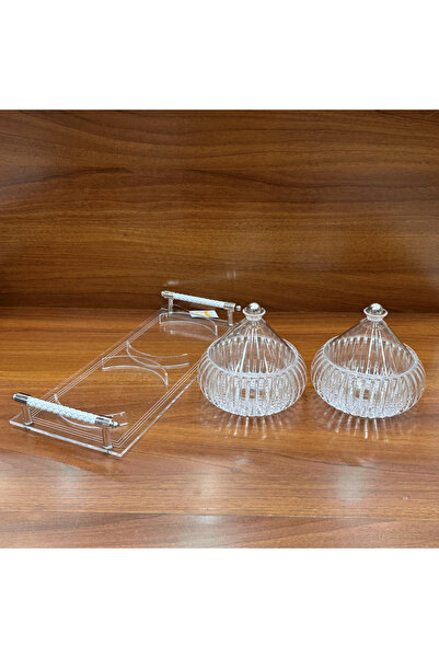 ALQANNAS High Quality Acrylic Date & Nut Serving Tray Set – 2 Box | White Handles