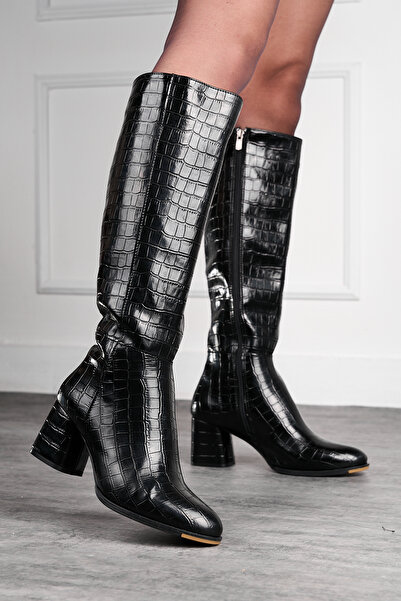 Nstil Чорні жіночі черевики на високих підборах із застібкою-блискавкою та ві...