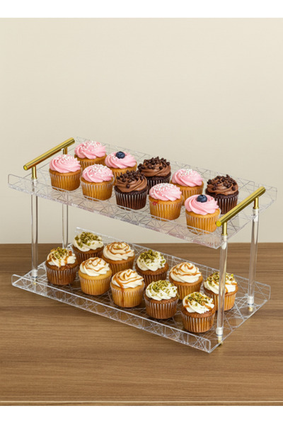 ALQANNAS Large two-tiered acrylic serving dish with an Islamic pattern, high quality and excellent thickness