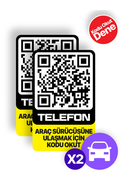 MEO Teknoloji 2'li Paket - Numarasız Numaratör - QR Kodlu Araç Numaratörü - Araç İçi Park Telefon Numarası (Dikey)