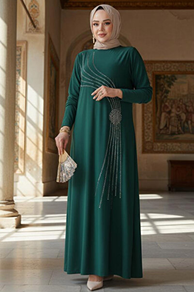 Neva Style Зумрутово-зелена сукня з бісерною вишивкою 9345ZY