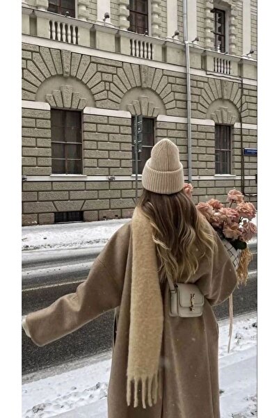 EFİLACCESSORİES PUFFY BEJ ATKI ŞAL OMUZ ŞALI 45 x 190