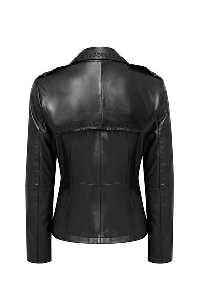 Derimod Giselle Women's Black Short Leather Jacket 24Wgd5252U4