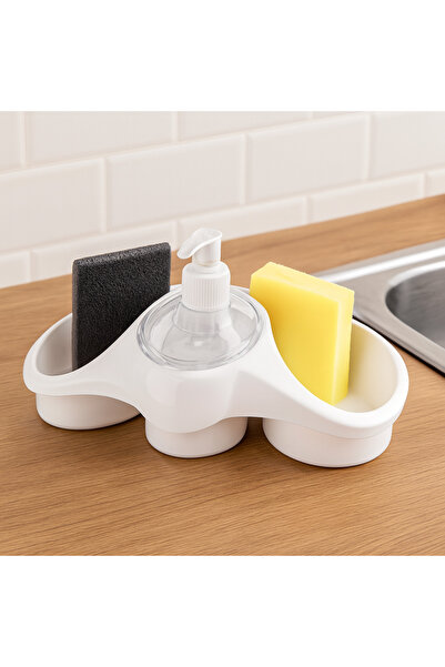 Titiz منظم حوض المطبخ، موزع صابون الأطباق مع أوعية للإسفنجات والأدوات وفرش التنظيف