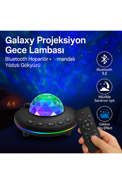 MDS Galaxy Projeksiyon Parti Işığı – Bluetooth Hoparlörlü Kumandalı Eğlence &...