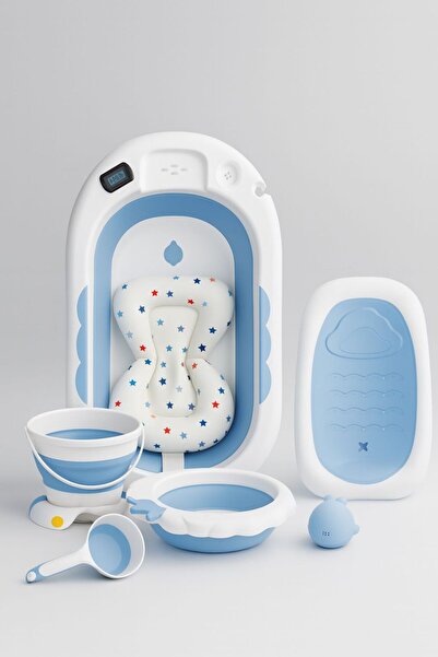 dehkah مجموعة حمام أطفال فاخرة قابلة للطي 6 في 1 مع حوض استحمام ومقعد دعم وملحقات - من حديثي الولادة إلى