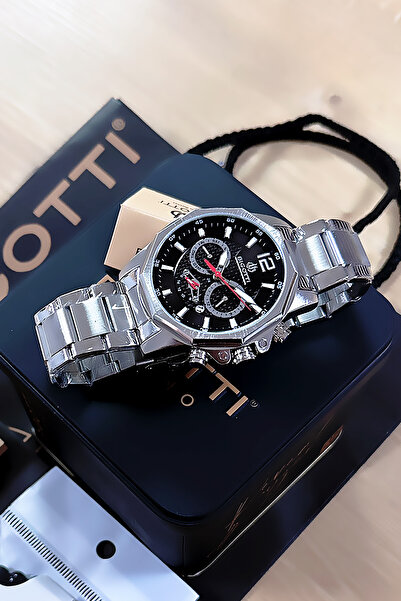 Bigotti 5 Atm Waterproof Men's Wristwatch - Silver Color, Steel Band, Gift Bracelet - Bme2022C5