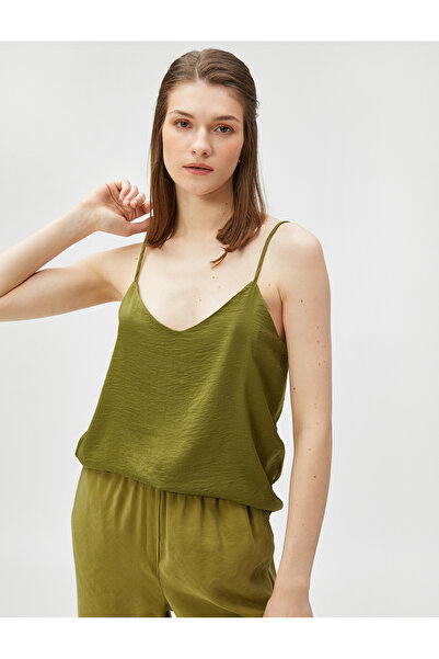 Koton Thin Strap Athlete V-Neck Satin Look
