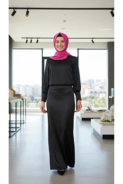 Nidya Moda Hijab Black Long Women's Evening Skirt