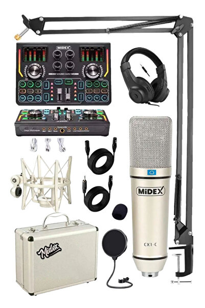 Midex Stüdyo Ekipmanları Private Paket-3 CX2 Mikrofon VS15 Ses Kartı Stüdyo K...