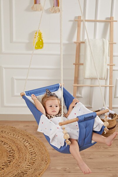 Svava Rüya Ahşap Bebek Hamak %100 Pamuklu Ev Tipi Tavan Salıncak