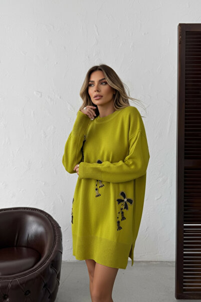 NEWCO Тюльпанова туніка з довгими рукавами та квітковим орнаментом, вишукана та зручна, підходить для повсякденних образів - жовта