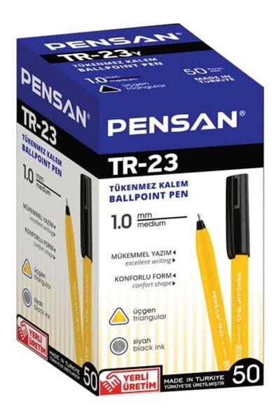 Pensan قلم حبر جاف أسود Tr 23 هيكل مثلثي 1.00 مم رأس 10 قطع قلم حبر جاف أسود ...