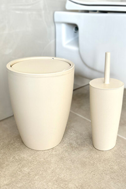 Prima Nova Pure 2-Piece Bathroom Set Trash Can + Toilet Brush