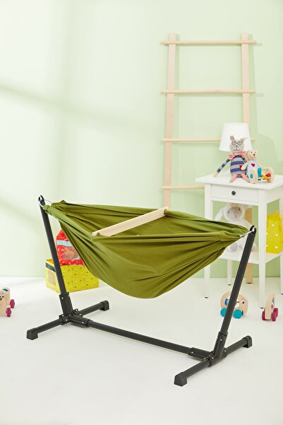 Svava Stantlı Kayık Hamak Bebek Hamak Beşik (Yeşil)
