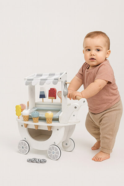 ideal STORE Cărucior pentru înghețată idealSTORE,fabricat din lemn,conține 9 tipuri diferite de înghețată