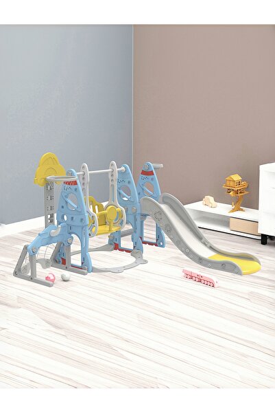 Venpara 6-in-1 Slide & Swing Set for Toddlers (Indoor/Outdoor) with Basketball & Football Rings