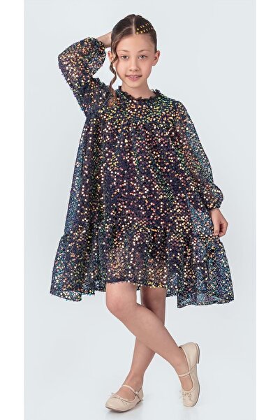 s.t. sebat tekstil فستان بناتي مريح بطول كامل من الترتر