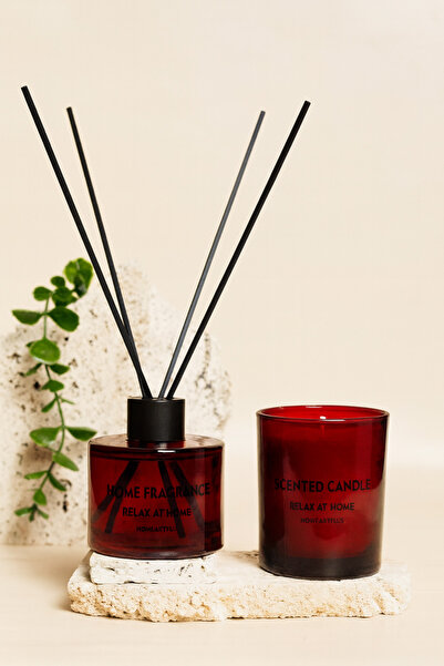 homeartplus Kırmızı Renk Afrodizyak kokulu Oda kokusu ve Mum Seti