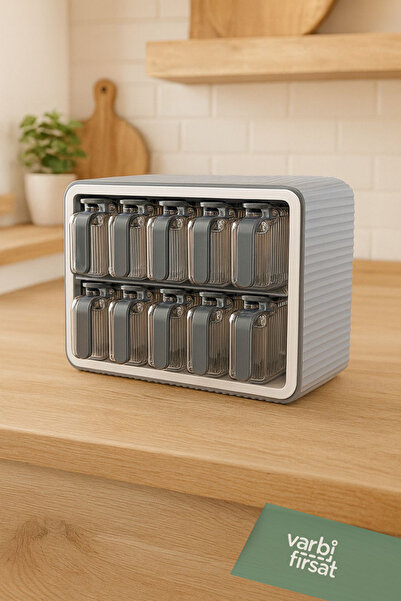 Varbifırsat 12-Piece Spice Rack Set with Stands Spice Rack Set with Self-Adhesive Spoons