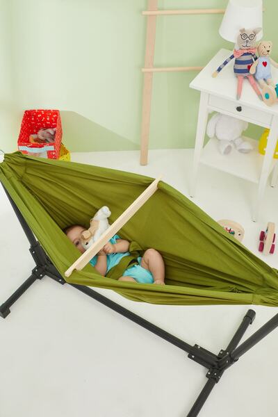 Svava Stantlı Kayık Hamak Bebek Hamak Beşik (Yeşil)