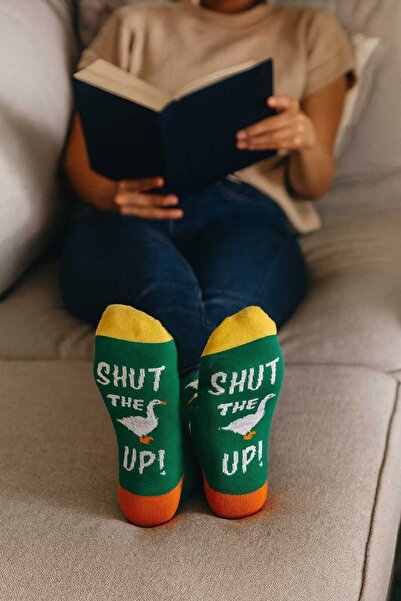 OEM Unisex, funny socks, with message on the sole "Shut The Duck Up", One Size