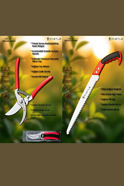 LAZBİSA Castle Cst-13x Budama Seti 2'li Budama Makası Budama Testeresi Bağ Ba...