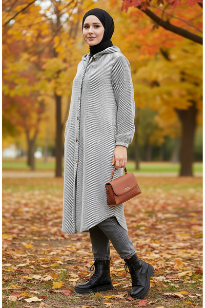 sefamerve Καπέλο με με κουκούλα κουμπιά 0201-04 Λευκό