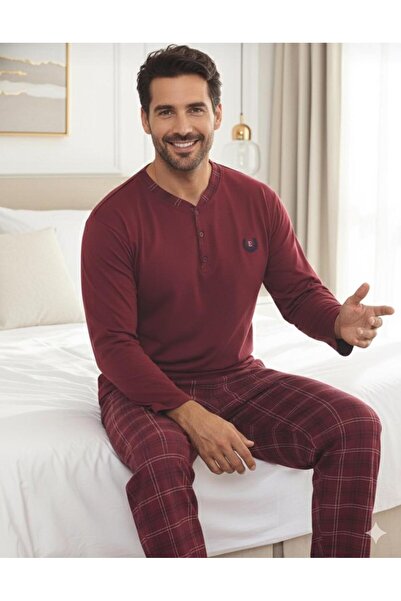 Sude HOMEWEAR Ανδρικό Σετ Πιτζάμες ΜΑΚΡΥΜΑΝΙΚΟ Καρό